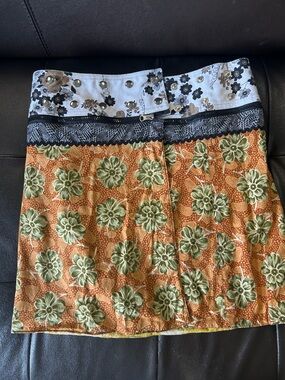 Reversible Patchwork Mini Skirt in Orange and Green